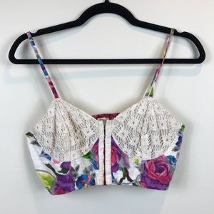Pins & Needles | floral bustier top w/ front clasp